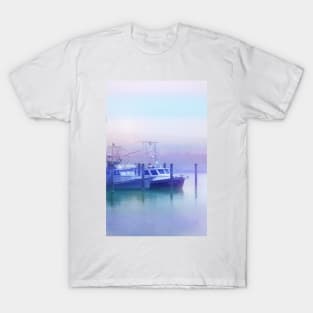Moored Boats In the Early Morning Fog T-Shirt